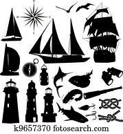 silhuetas, de, marinho, recreação