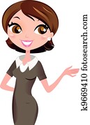 forretningskarriere, kvinne, isolert, på hvit