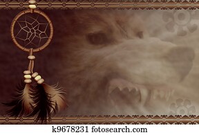 Dreamcatcher with angry wolf Dreamcatcher with angry wolf
