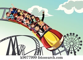 People riding roller coaster People riding roller coaster