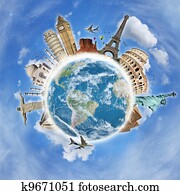 Travel the world monuments concept Travel the world monuments concept