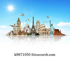 Travel the world monuments concept Travel the world monuments concept