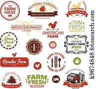 Vintage and modern farm labels Vintage and modern farm labels