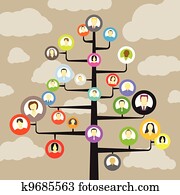 extracto, comunidad, árbol, con, avatars, de, miembros