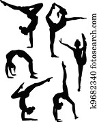 Girls gymnasts silhouettes Girls gymnasts silhouettes