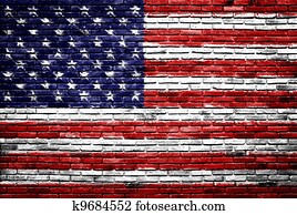 united states of america flag painted on old brick wall united states of america flag painted on old brick wall