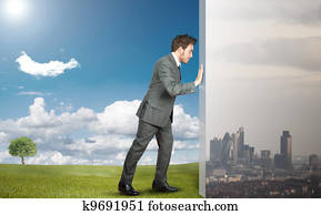 mudança, poluição, com, verde, meio ambiente