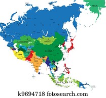 פוליטי, מפה, של, אסיה