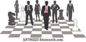 Business people chess team win game Business people chess team win game