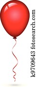 vektor, abbildung, von, roter ballon vektor, abbildung, von, roter ballon