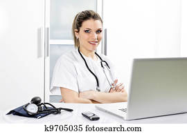woman doctor with computer