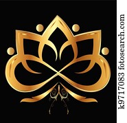 Lotus flower with ornaments in gold Lotus flower with ornaments in gold