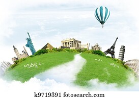 viagem, ao redor mundo