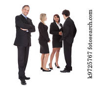 Businessman leading an group