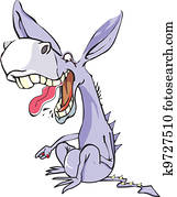 engraçado, roxo, burro, ilustração engraçado, roxo, burro, ilustração