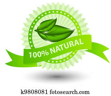 100% natural green label isolated on white.vector illustration