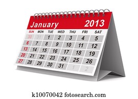 2013 year calendar. January. Isolated 3D image 2013 year calendar. January. Isolated 3D image