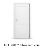 閉じられた, 白, ドア イラスト  k12118636  Fotosearch
