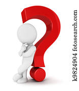 3d, blanco, gente, signo de interrogación