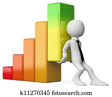 3D business white people. Economy bar graph 3D business white people. Economy bar graph