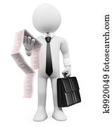 3D business white people. Invoice