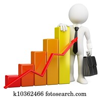 3D businessman white people. Bar graph 3D businessman white people. Bar graph