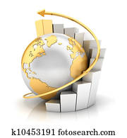 3d, forretning, jord, med, sperr diagram