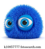 3d funny fluffy creature with big blue eyes 3d funny fluffy creature with big blue eyes