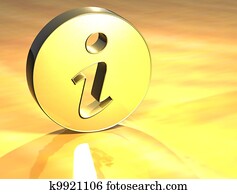 3D Information Gold Sign