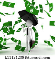 3d man business man in the money rain 3d man business man in the money rain