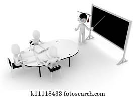 3d man classroom - teacher and students