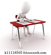 3d man in classroom, exam test 3d man in classroom, exam test