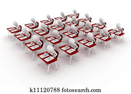 3d man in classroom, exam test 3d man in classroom, exam test