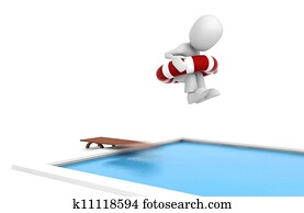 3d man jumping in a swimming pool 3d man jumping in a swimming pool
