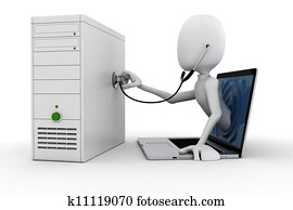3d man online support and maintenance, isolated on white background 3d man online support and maintenance, isolated on white background