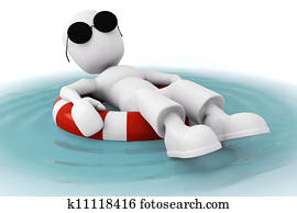 3d man relaxing in a pool 3d man relaxing in a pool
