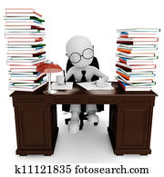 3d man sitting at his desk , working 3d man sitting at his desk , working