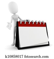 3d man standing near a blank calendar 3d man standing near a blank calendar