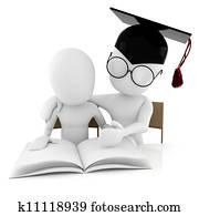 3d man teacher and student studying toghether 3d man teacher and student studying toghether