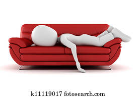 3d man tired, sleeping on the couch 3d man tired, sleeping on the couch