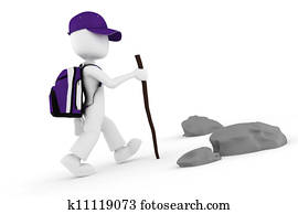 3d man tourist with a big backpack climbing on a mountain 3d man tourist with a big backpack climbing on a mountain