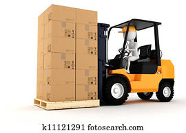 3d man worker driving a forklift 3d man worker driving a forklift