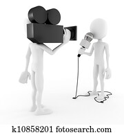 3d, mann, reporter, -, interview