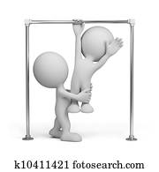 3D person on a horizontal bar 3D person on a horizontal bar