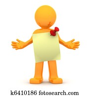 3d person with sticky note