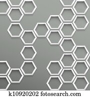 3d, poppig, geometrisch, hintergrund, mit, sechsecke