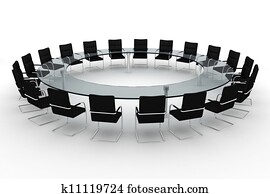 3d round conference room, isolated on white 3d round conference room, isolated on white