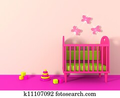 3d, 's, sala, em, cor-de-rosa, cor