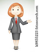 3d, senhora, em, vetorial