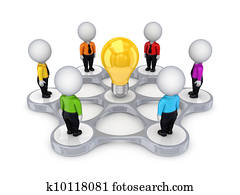 3d small people around idea symbol.